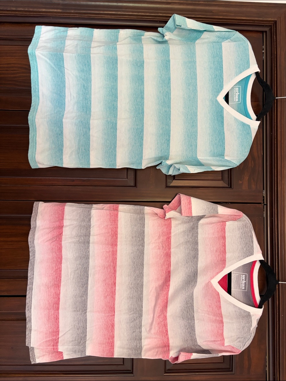 urban pipeline Red/Pink/Black and White/Blue Striped V-Neck Tees Bundle